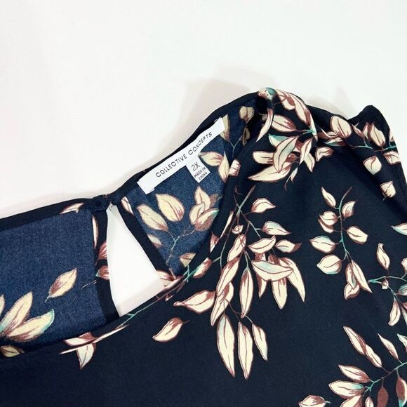 Collective Concepts Dress Womens 2X Stitch Fix  Blue Printed Sleeveless Keyhole - Picture 4 of 12